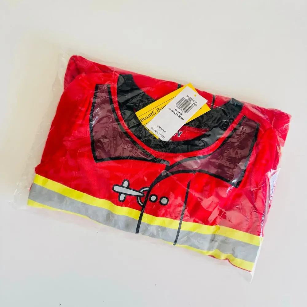 NEW OLD NAVY Unisex Red Yellow Firefighter Costume Pant Top Pajama PJ Set 18-24M
